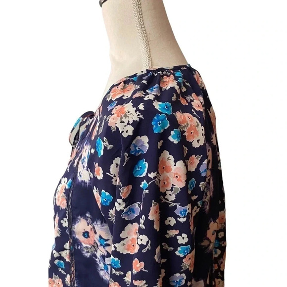 Rebecca Taylor Designer Navy Floral Lace Blouse Long Sleeve Size 2 - Picture 7 of 14